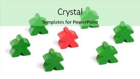  Presentation with red yellow green blue jigsaw - Theme enhanced with red wooden figure among green background and a seafoam green colored foreground