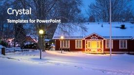  Presentation with red chinese winter festival - Slide deck with red wooden house in sweden background and a ocean colored foreground