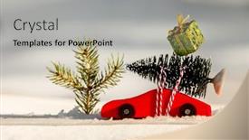  Presentation with snow tree - Cool new slide set with red-wooden-toy-car backdrop and a light gray colored foreground