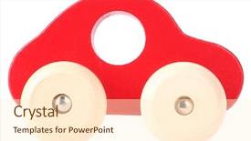  Presentation with wooden toy - Beautiful presentation design featuring red wooden toy car backdrop and a cream colored foreground