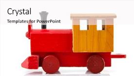  Presentation with wooden toy - Cool new PPT layouts with red wooden toy locomotive isolated backdrop and a white colored foreground