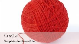  Presentation with knitting needles and wool - Slides consisting of red wool ball for knitting background and a lemonade colored foreground