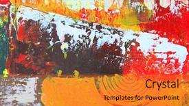  Presentation with abstract art oil painting - Slide set featuring red yellow - abstract acryl painting background and a gold colored foreground