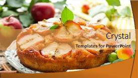  Presentation with cake - Beautiful PPT theme featuring red yellow green - apple upside down cake backdrop and a yellow colored foreground