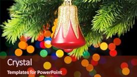  Presentation with christmas lights - Cool new presentation theme with red yellow green - christmas decoration and blurred lights backdrop and a  colored foreground