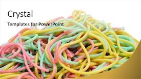  Presentation with spaghetti - Colorful PPT theme enhanced with red yellow green - closeup of a pile backdrop and a white colored foreground