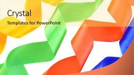  Presentation with lilies ribbons text and cross - PPT theme consisting of red yellow green - color ribbons on a white background and a yellow colored foreground