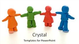  Presentation with unity diversity - Theme featuring red yellow green - colorful clay people on white background and a cream colored foreground