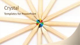  Presentation with pencils - Presentation design having red yellow green - colorful pencils against white background background and a cream colored foreground