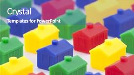  Presentation with toy - Colorful presentation theme enhanced with red yellow green - colorful toy houses backdrop and a ocean colored foreground