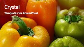  Presentation with peppers - Beautiful theme featuring red yellow green - group of wet colorful peppers backdrop and a crimson colored foreground