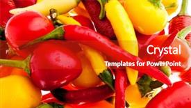  Presentation with peppers - Slides featuring red yellow green - hot chili peppers on white background and a crimson colored foreground