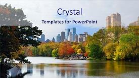  Presentation with new york city - Beautiful PPT theme featuring red yellow green - new york city manhattan central backdrop and a sky blue colored foreground