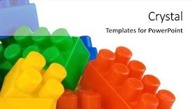  Presentation with white bricks - Slides having red yellow green - several colorful plastic toys bricks background and a white colored foreground