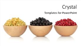  Presentation with blackcurrant - Audience pleasing PPT theme consisting of redcurrant blackcurrant white currant fruit in three beech wood bowls isolated over white background backdrop and a white colored foreground