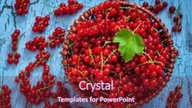 Presentation with currant - Beautiful theme featuring redcurrant red currant berries in wicker bowl on kitchen table backdrop and a tawny brown colored foreground