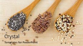  Presentation with quinoa - Slide set consisting of reddish - dried chia seed linseed flaxseed background and a coral colored foreground