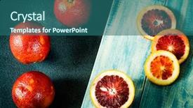  Presentation with orange fruit - PPT theme consisting of reddish - red spanish orange fruit background and a ocean colored foreground