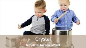  Presentation with drum - Colorful PPT theme enhanced with reddish - two adorable toddler cousins beating backdrop and a coral colored foreground