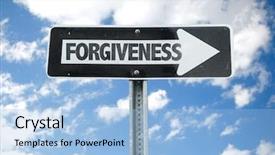  Presentation with forgiveness - Amazing presentation design having redeemed - forgiveness direction sign with sky backdrop and a light blue colored foreground