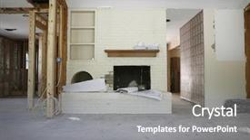 Presentation with redevelopment - Audience pleasing presentation design consisting of redevelopment - brick fireplace and shelves backdrop and a gray colored foreground