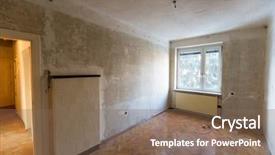  Presentation with housing rehabilitation - Beautiful presentation design featuring redevelopment - old apartment symbol photo apartment backdrop and a violet colored foreground