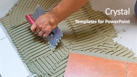  Presentation with redevelopment - Theme having redevelopment - tiler at work bonding background and a tawny brown colored foreground