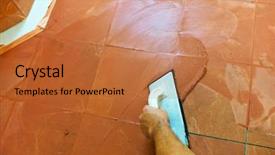  Presentation with floor - Beautiful slide set featuring redevelopment - tiler carries on floor tiles backdrop and a red colored foreground