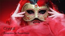  Presentation with carnaval - Colorful slide set enhanced with redhair woman with mask carnaval backdrop and a red colored foreground