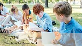  Presentation with cheating - Presentation theme featuring redhead-boy-sitting-in-row background and a lemonade colored foreground