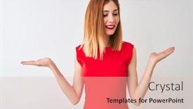  Presentation with comparison - Beautiful PPT layouts featuring redhead-businesswoman-wearing-elegant-red backdrop and a lemonade colored foreground