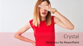  Presentation with elegant - Beautiful PPT layouts featuring redhead-businesswoman-wearing-elegant-red backdrop and a red colored foreground