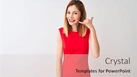  Presentation with red telephone - Audience pleasing presentation theme consisting of redhead-businesswoman-wearing-elegant-red backdrop and a lemonade colored foreground