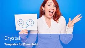  Presentation with coach - PPT layouts enhanced with redhead-coach-woman-asking background and a cobalt blue colored foreground