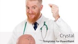  Presentation with medical - Beautiful theme featuring redhead-doctor-with-a-medical backdrop and a light gray colored foreground