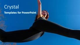  Presentation with volleyball - Audience pleasing slides consisting of redhead-fitness-model-preparing backdrop and a ocean colored foreground