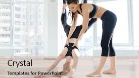  Presentation with aerial refueling - Colorful theme enhanced with redhead girl practicing aerial yoga backdrop and a coral colored foreground