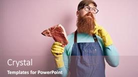 Presentation with butcher - Presentation with redhead-irish-butcher-man background and a coral colored foreground