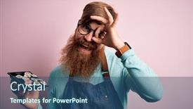  Presentation with irish - Cool new slide deck with redhead-irish-cook-man backdrop and a ocean colored foreground