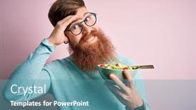  Presentation with pink green - Audience pleasing presentation theme consisting of redhead-irish-healthy-man backdrop and a teal colored foreground