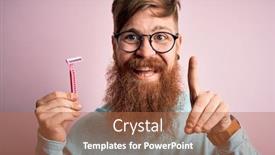  Presentation with razor - Theme consisting of redhead-irish-man-with-beard background and a coral colored foreground