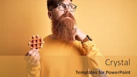  Presentation with sweet pastry - Cool new slide set with redhead-irish-man-with-beard backdrop and a yellow colored foreground