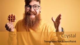  Presentation with sweet pastry - Audience pleasing PPT layouts consisting of redhead-irish-man-with-beard backdrop and a gold colored foreground