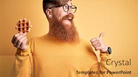  Presentation with sweet pastry - Slide deck featuring redhead-irish-man-with-beard background and a yellow colored foreground