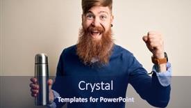  Presentation with beverage - Colorful PPT layouts enhanced with redhead-irish-man-with-beard backdrop and a navy blue colored foreground