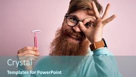  Presentation with eye care - Cool new slide set with redhead-irish-man-with-beard backdrop and a ocean colored foreground