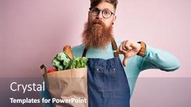  Presentation with irish - Beautiful slide deck featuring redhead-irish-supermarket-worker-man backdrop and a ocean colored foreground