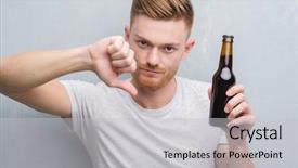  Presentation with beer bottle - Colorful theme enhanced with redhead man over grey grunge backdrop and a light gray colored foreground