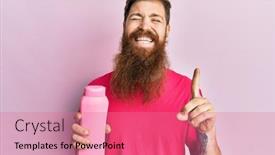  Presentation with shampoo - Amazing slide set having redhead-man-with-long-beard backdrop and a coral colored foreground