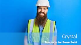  Presentation with beard - PPT layouts having redhead-man-with-long-beard background and a teal colored foreground